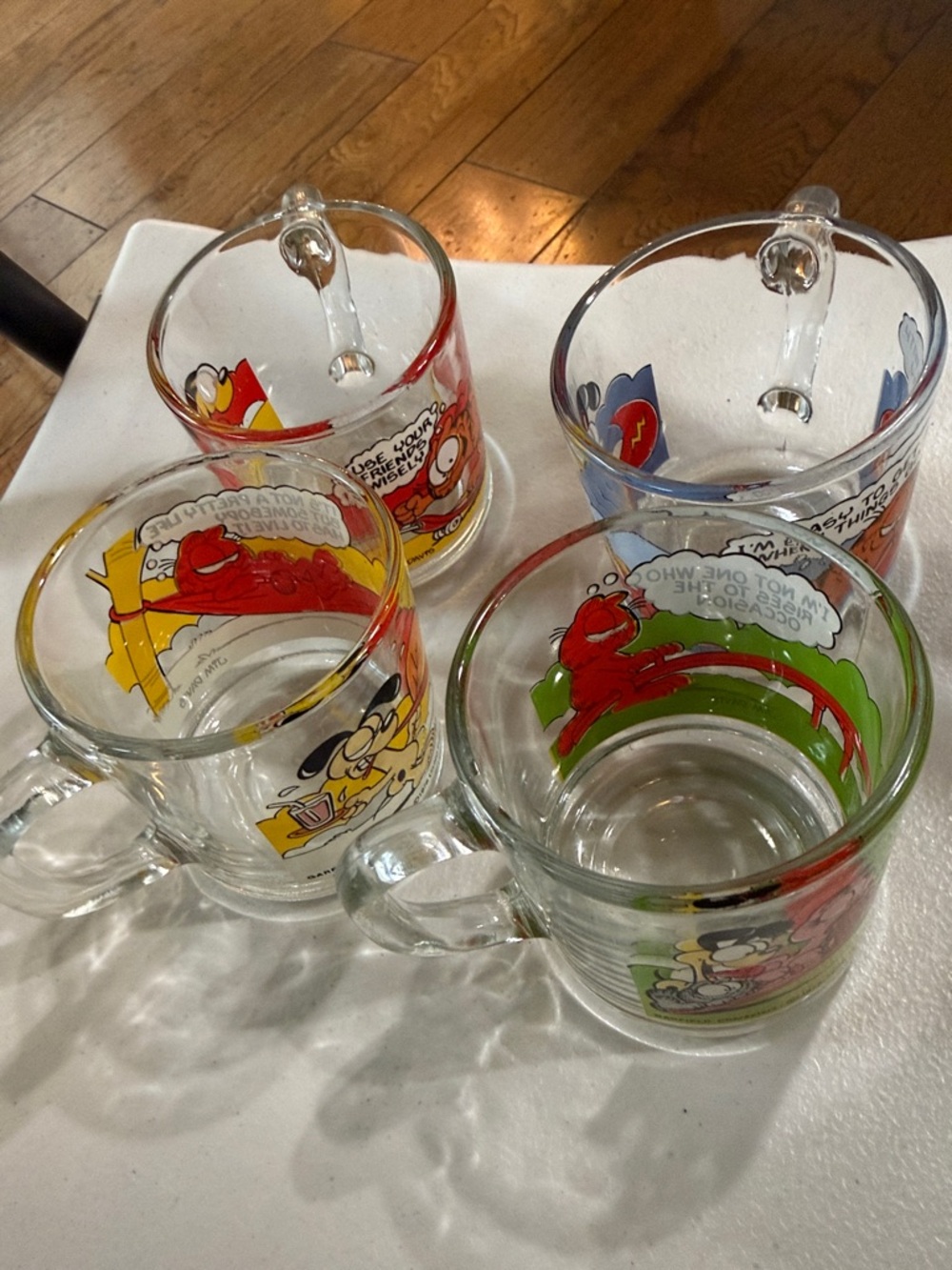 Set of 4 Clear Garfield Glass Mugs vintage McDonald